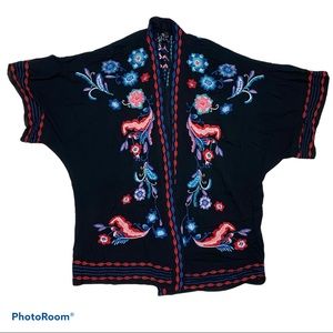Curations Black Embroidered Open Cardigan XS/S